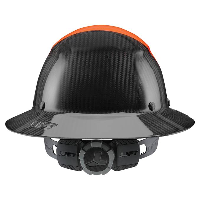 Lift Safety Dax 50/50 Carbon Fiber Full Brim Hard Hat Orange-Black HDF50C-19HC - Timothy's Toolbox