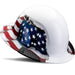 DAX full brim American flag hard hat angled view patriotic safety helmet