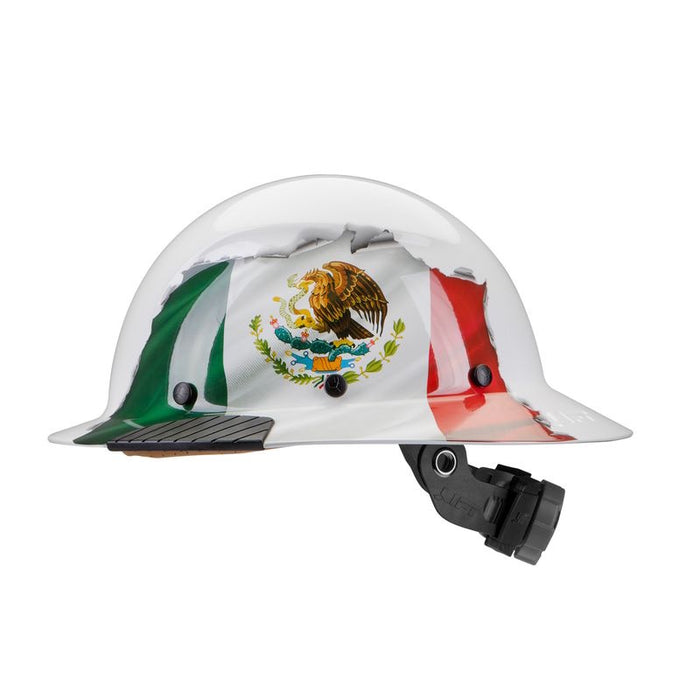 DAX full brim hard hat Mexican flag wrap left profile