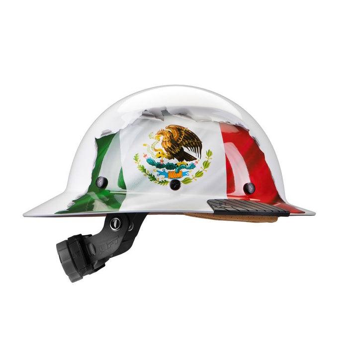 DAX full brim hard hat Mexican flag wrap right profile