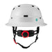 Rear view of white Radix Type 2 helmet showing twiceme sticker and ratchet suspension
