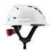 Lift Safety Radix white vented safety helmet side view with twiceme and chin strap