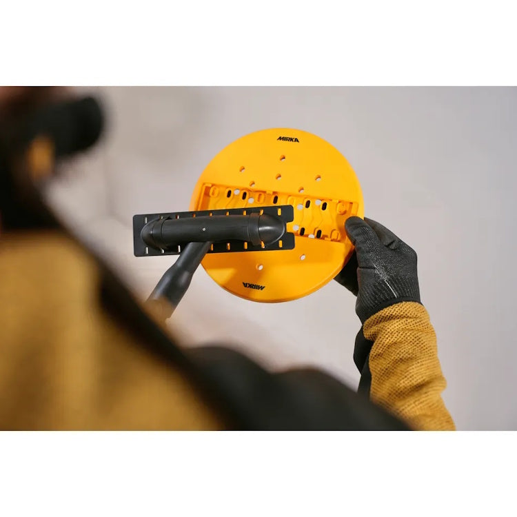Mirka DecoSander with 9" round pad attached — for sanding large drywall surfaces and ceilings