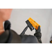 Mirka DecoSander showing rectangular pad attachment being mounted — easy Click & Slide pad change