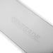 Stainless steel drywall mud pan side angle showing tapered ends, heavy duty joint compound holder