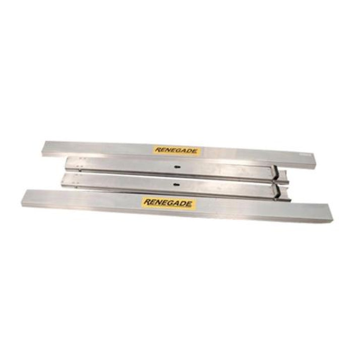 Renegade adjustable drywall bench extension legs 34‑44″ aluminum with cross‑bars and side‑steps, 350 lb capacity