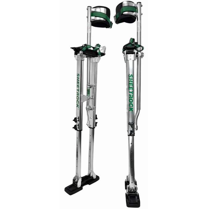 USG Sheetrock aluminum drywall stilts 24-40 set at 40-inch height for drywall finishing and ceiling work