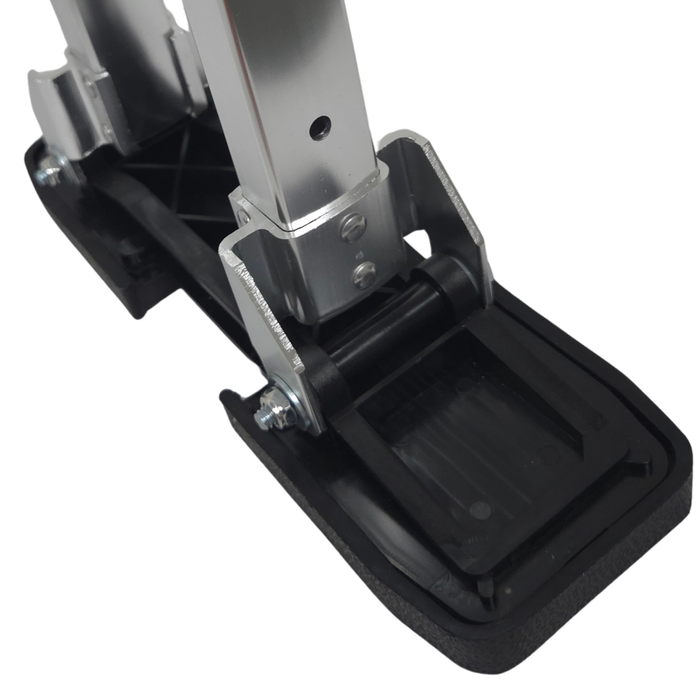 Close-up of USG Sheetrock drywall stilts rubber foot sole and wide footplate for balance and stability