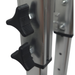 Close-up of USG Sheetrock drywall stilts dual height adjustment knobs for quick tool-free changes