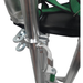 Close-up of USG Sheetrock drywall stilts quick-release clamp and upper leg strap adjustment system