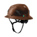 Rear side view of Fiber Metal Studson SHK-1 helmet with Twiceme NFC badge and dial fit