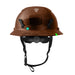 Back view of Fiber Metal Studson SHK-1 Class E helmet with rear dial and full brim