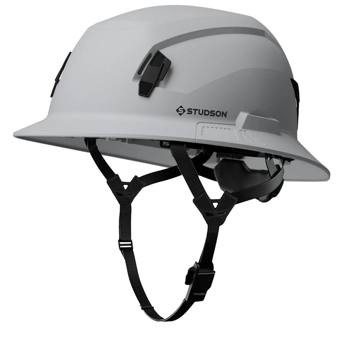 Grey Studson SHK-1 full brim non-vented Type II safety helmet with chinstrap