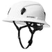 White Studson SHK-1 full brim non-vented Class E safety helmet with chinstrap
