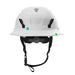 Back view of White Studson SHK-1 full brim non-vented Class E helmet with rear dial