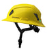 Side profile of Yellow Studson SHK-1 full brim safety helmet with Studson logo