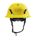 Back view of Yellow Studson SHK-1 full brim non-vented Class E helmet with rear dial