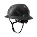 Rear view of Black Carbon Studson SHK-1 safety helmet with Twiceme NFC badge and dial fit