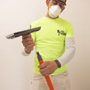 Close-up of Flex Edge 2.0 head’s Acme thread pole connector, compatible with threaded poles for drywall work