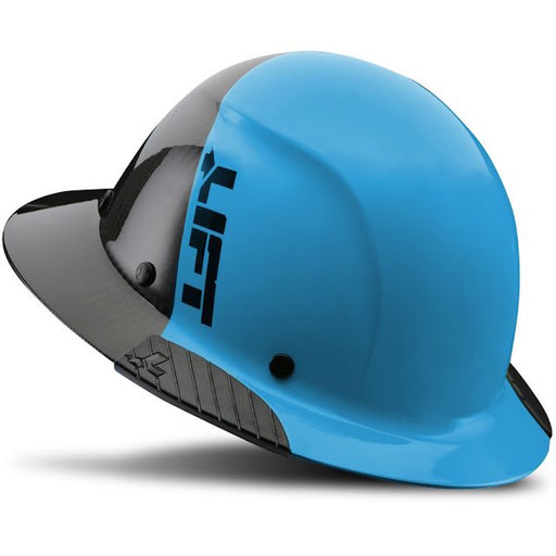 Lift Safety DAX Fifty50 black cyan carbon fiber full brim hard hat”
