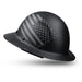matte black DAX Patriot hard hat close-up of fiber reinforced resin shell and brim