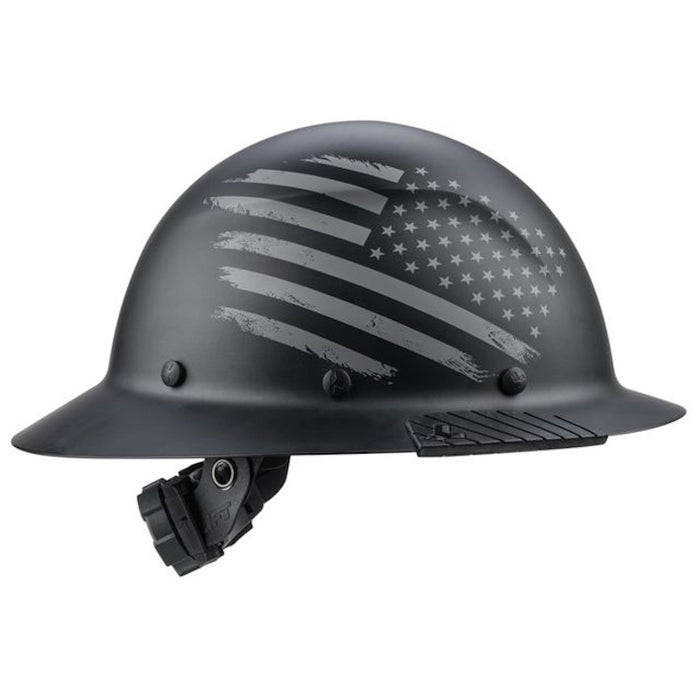 side profile of Lift Safety DAX Patriot hard hat with textured brim grip edge