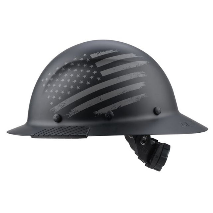 side profile of Lift Safety DAX Patriot hard hat with textured brim grip edge