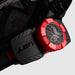 Close-up of red LUX ratcheting fit dial on Lift Safety Radix safety helmet