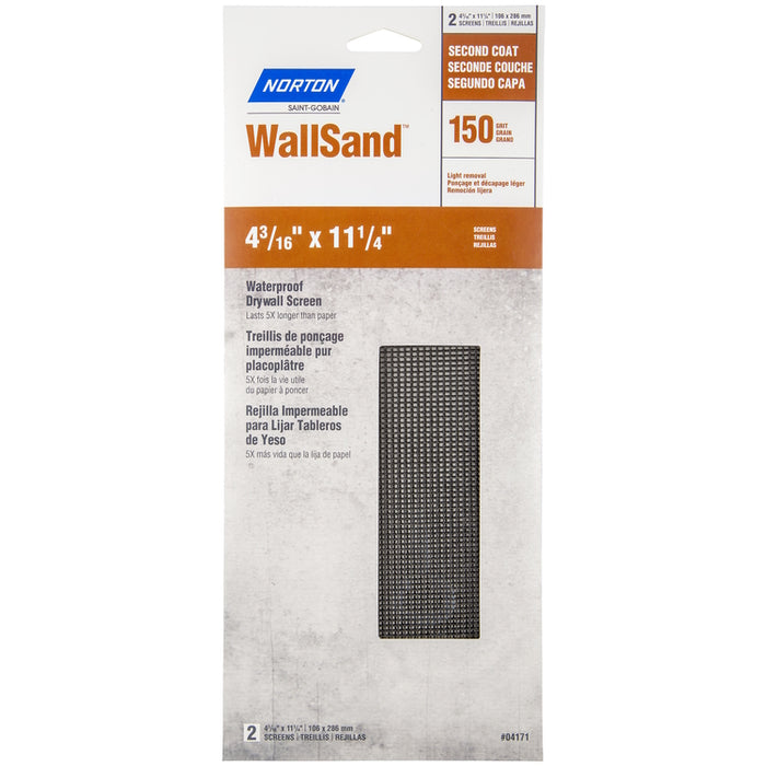 Norton WallSand 4-3/16 X 11-1/4" 150 Fine Grit Screen Sheet, 2-Pack