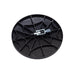 Close-up of Trim-Tex Black Widow 580P 9 inch radial drywall sanding head with web design