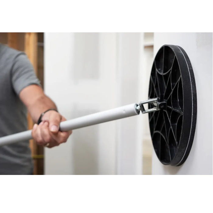 Trim-Tex Black Widow Web Spinner 9 inch radial drywall pole sander sanding wall at angle