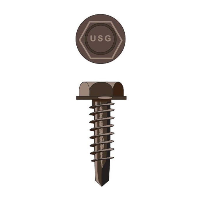 USG Sheetrock Tools #10 X 3/4" Hex Washer Head Self Drill Drywall Grey Phosphate Screw [5LB Pack]