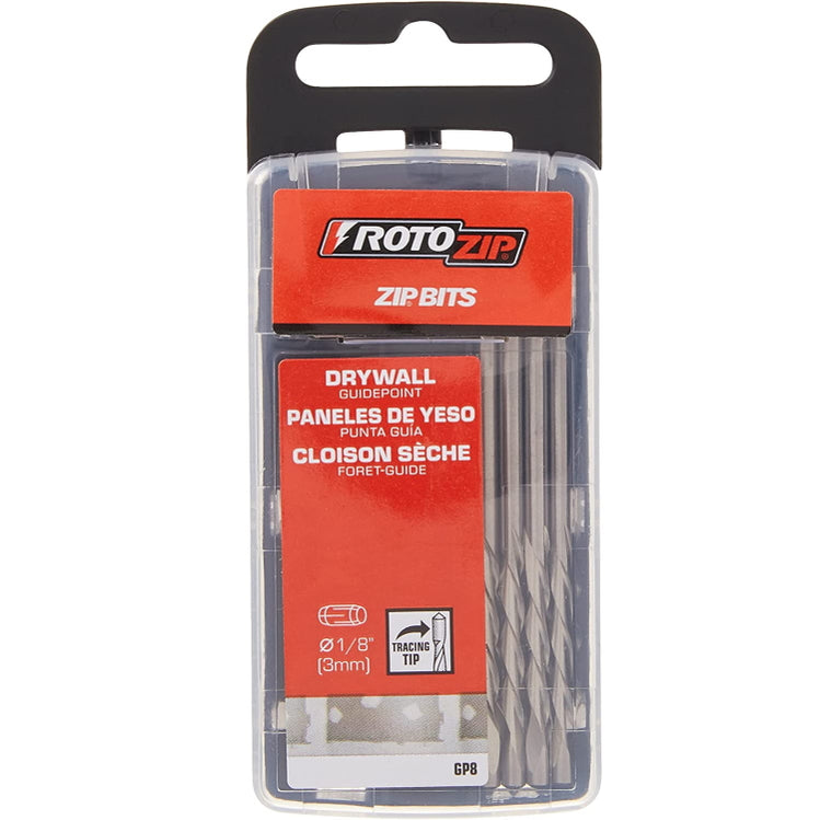 RotoZip 1/8” GP8 Guide Point Drywall Cutting Bit 8 pack