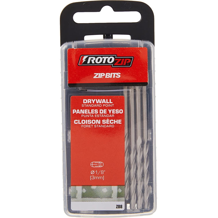RotoZip 1/8” ZB8 High Speed Steel Zip Bit Standard Point Drywall Bit ...