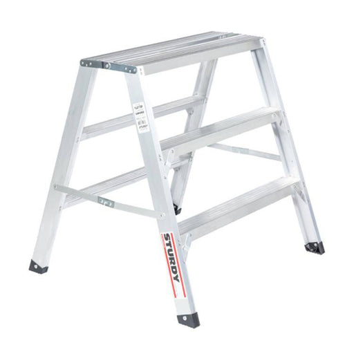 Sturdy Ladders 140 Series Aluminum Sawhorse Ladder Flat-Top 300 lb Rated  - 3' - Timothy's Toolbox
