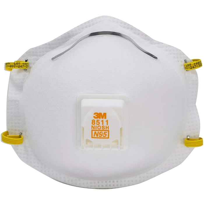 3M 8511 N95 Particulate Sanding Respirators with Cool Flow Valve- Pro Series- Box of 10
