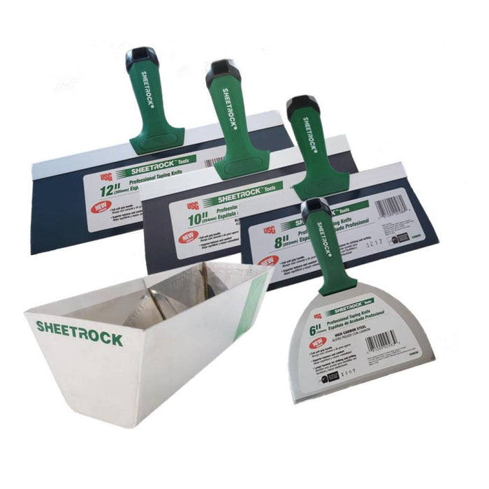 USG Sheetrock Professional Drywall Taping Knives (6,8,10,12") Set w/ 12" USG Pan