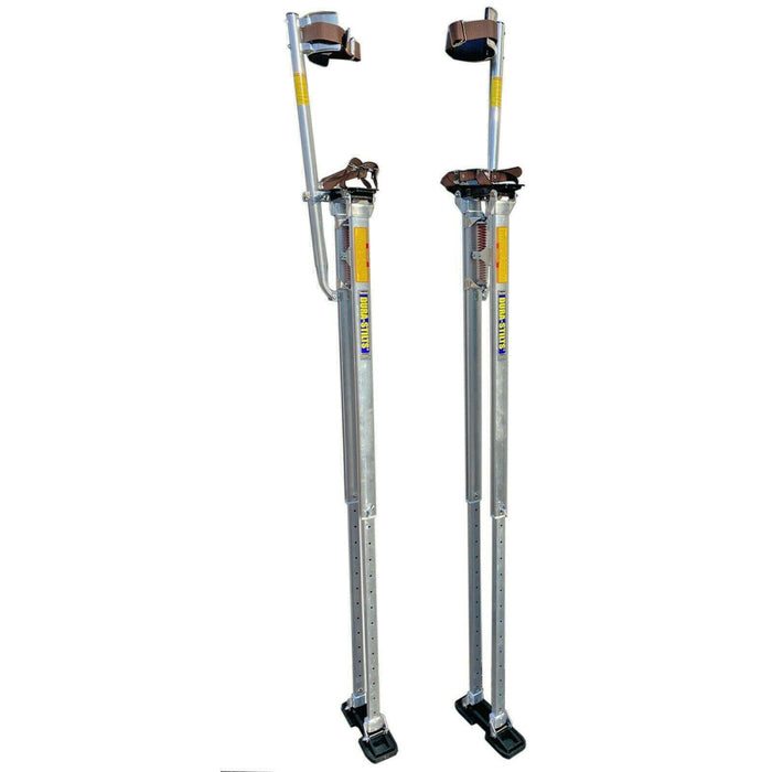 Pair of Dura-Stilt DS3864 Uni-Strut 38-64″ adjustable tall drywall stilts, fully extended, professional model  