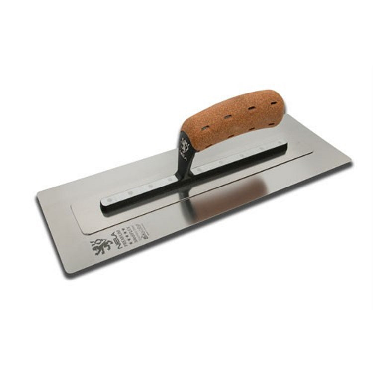 NELA Premium NELAFLEX 12" x 4.3" Stainless Steel Cork Grip Finishing Trowel