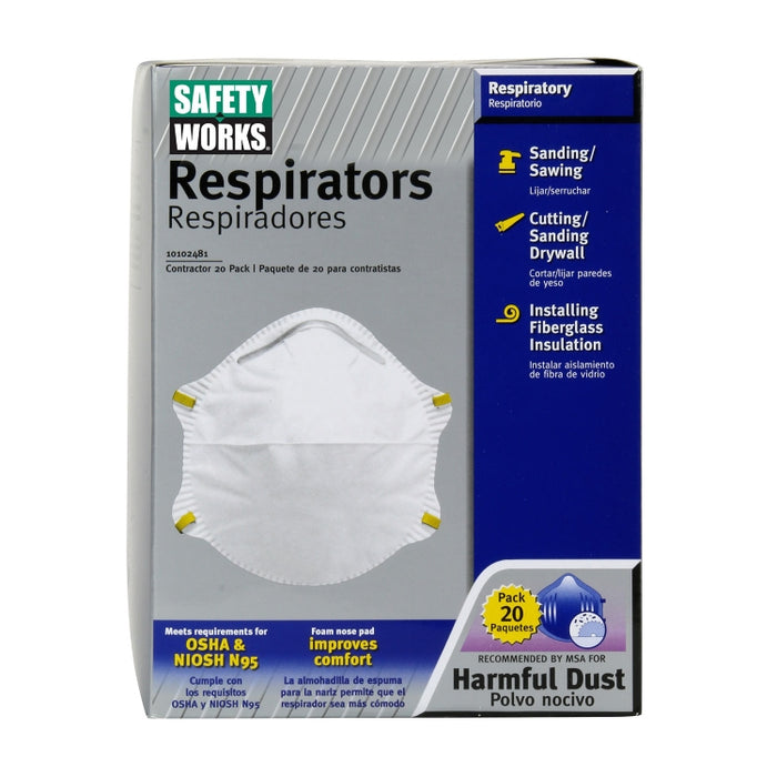 PIP 10102481 Safety Works N95 Dust Disposable Respirator (20 Pack)