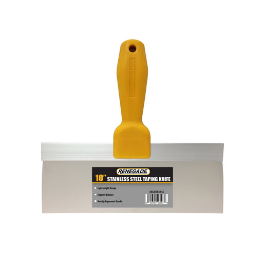 Renegade 10 inch stainless steel drywall mud knife for joint compound finishing work