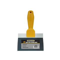 Renegade 6 inch blue steel drywall taping knife with reinforced aluminum backing