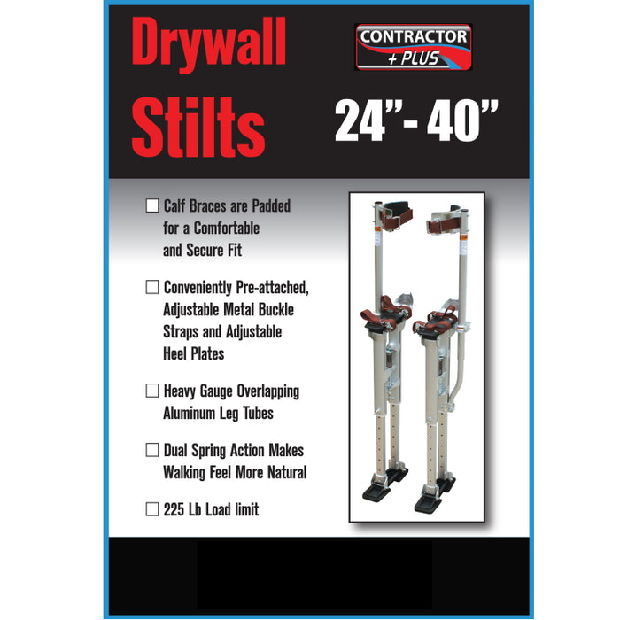 Contractor Plus Professional Dual Spring Aluminum Drywall Stilts 24-40''