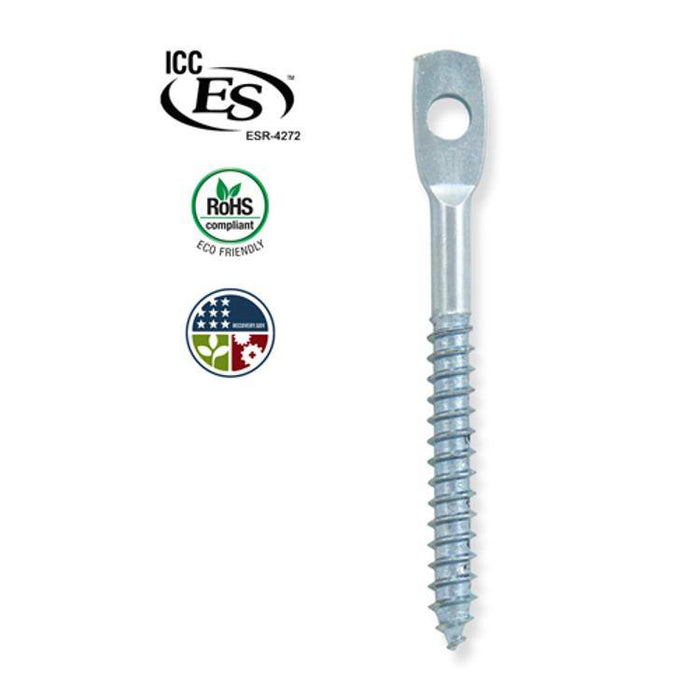 Doc’s Industries 3" Eye Lag Screw for Wood Surfaces [1000] – Zinc Finish