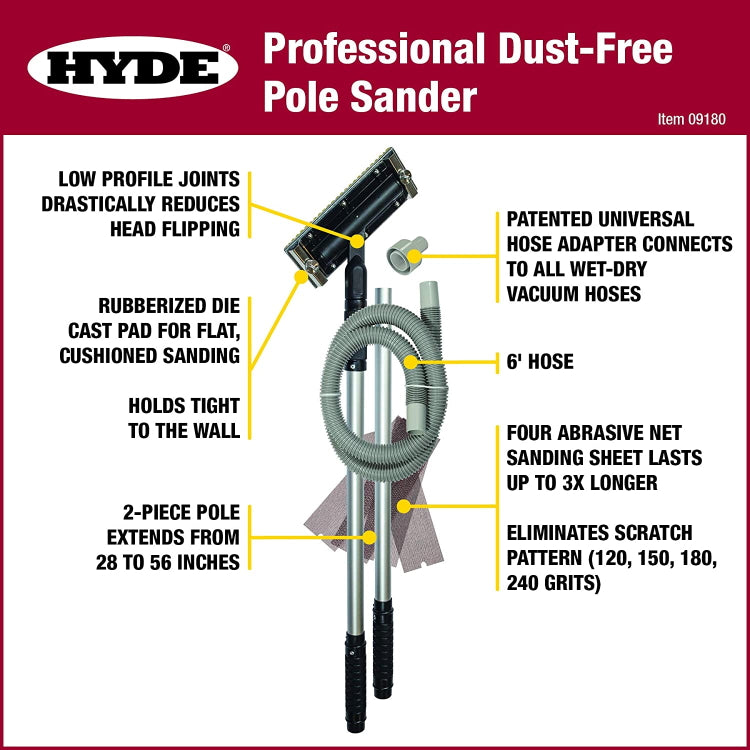 Hyde Professional Dust-Free Aluminum Pole Sander Kit HYD 09180