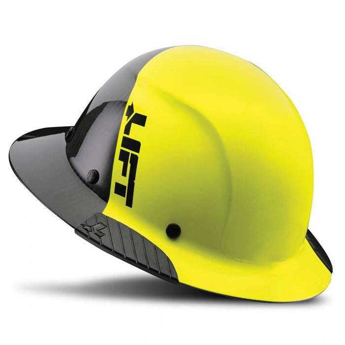 Lift Safety Dax 50/50 Carbon Fiber Full Brim Hard Hat Yellow-Black HDF-50C19HC - Timothy's Toolbox