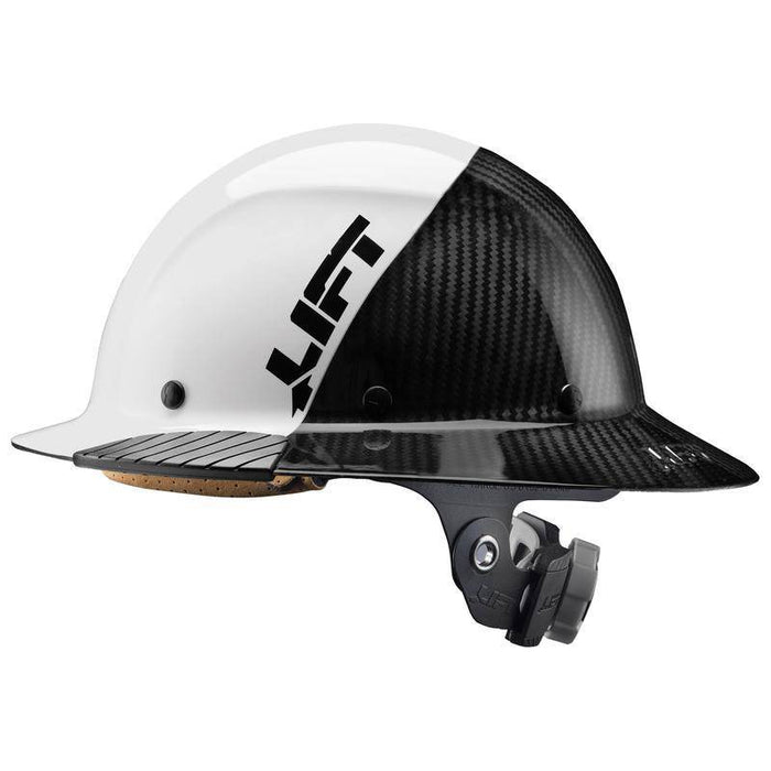 Lift Safety Dax 50/50 Carbon Fiber Full Brim Hard Hat White-Black HDF-50C19WC - Timothy's Toolbox