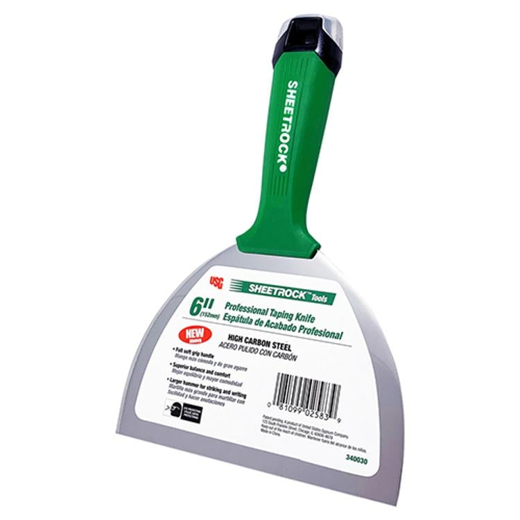 USG Sheetrock Professional Drywall Taping Knives (6,8,10,12") Set w/ 12" USG Pan & Mud Pan Grip