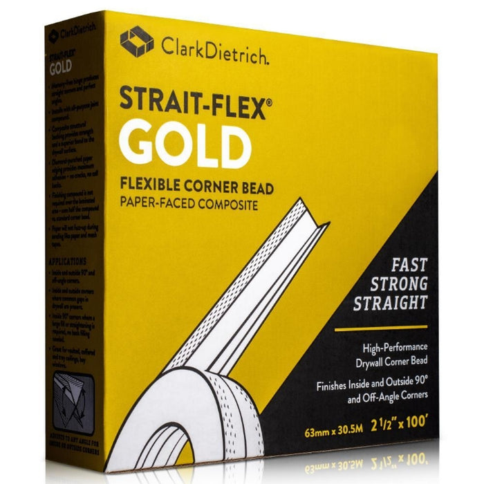 Strait-Flex Gold High-Performance Flexible Drywall Corner Bead -2-1/2” x 100'