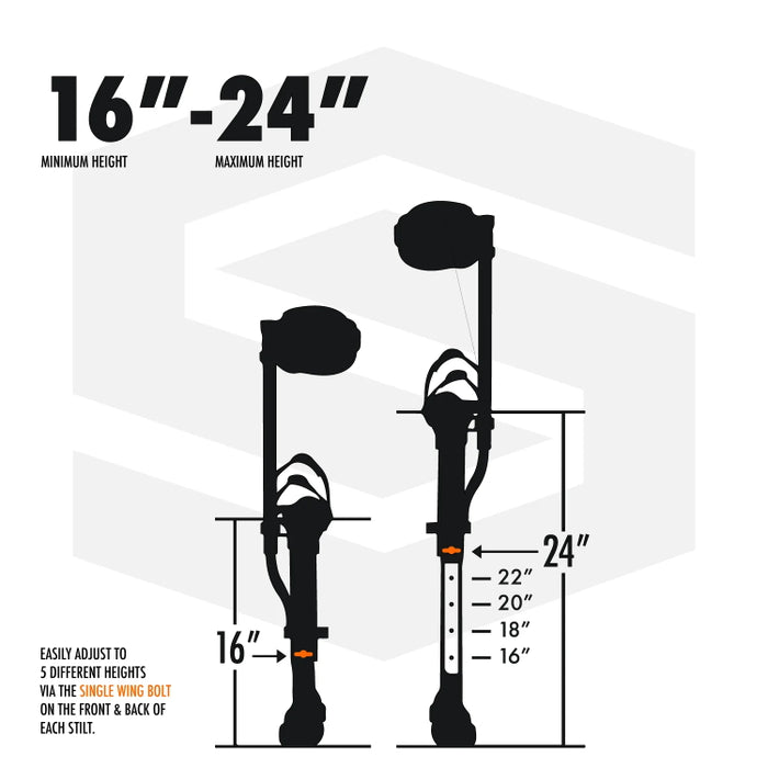 SurPro S1 Aluminum Drywall Stilts (16-24 inches)